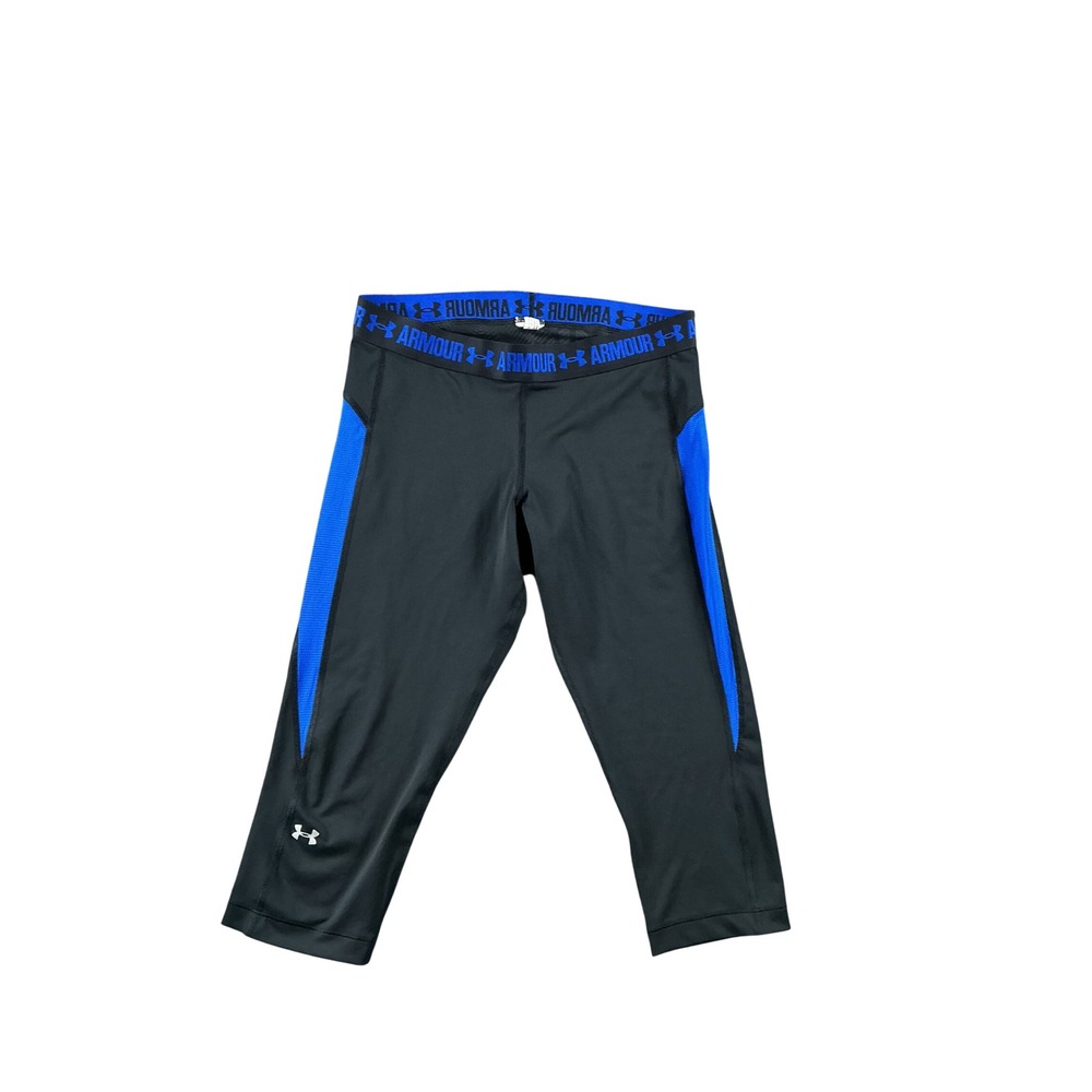 Under Armour HeatGear Black Blue Compression Capri Leggings 1271790 Mens Small